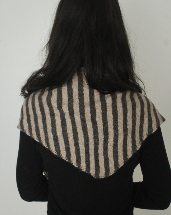 brown/black striped Triangle Scarf in Beige & Brown