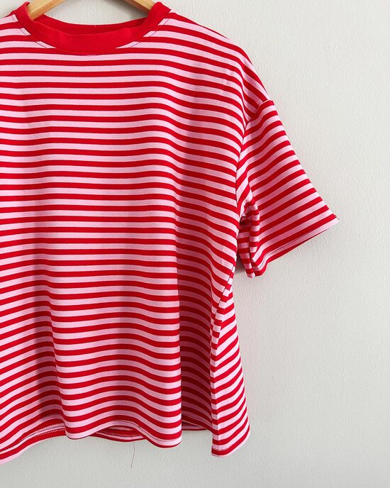 Streifen T-Shirt rot und rosa