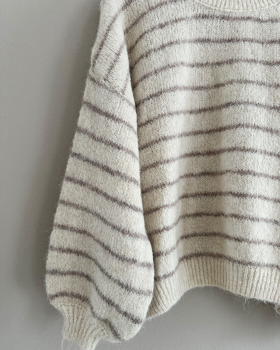 Gestreifter Strickpullover ecru hellgrau Damen