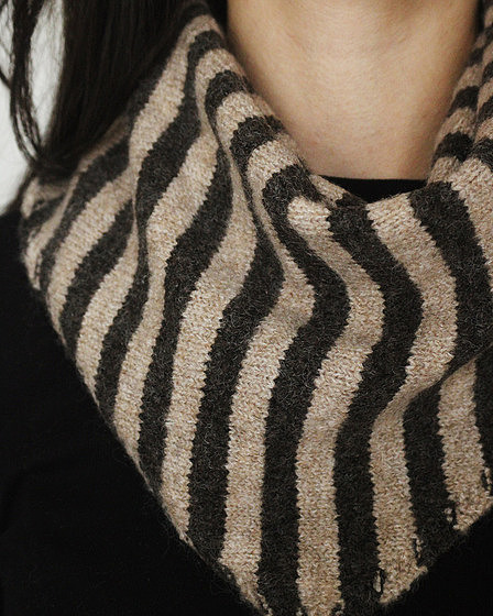 brown/black striped Triangle Scarf in Beige & Brown