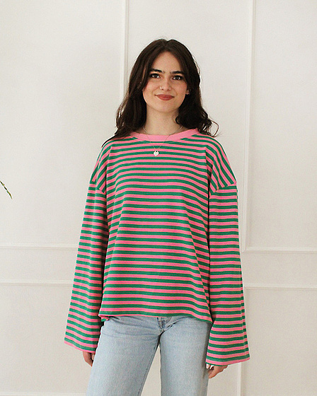 Oversize Longsleeve Stripes Pink/Green