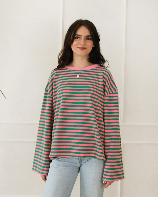 Oversize Longsleeve Stripes Pink/Green