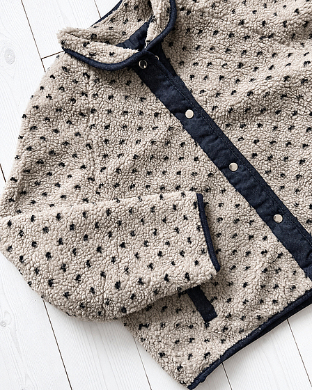 Teddy Sherpa Jacket — Beige with Dots