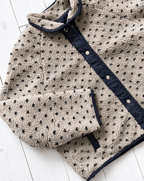 Teddy Sherpa Jacket — Beige with Dots