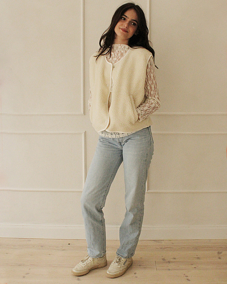 Teddy Fleece Vest Off White