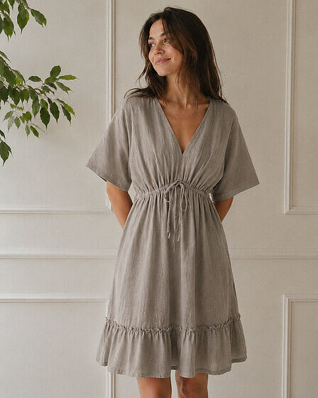 Linen Dress in taupe