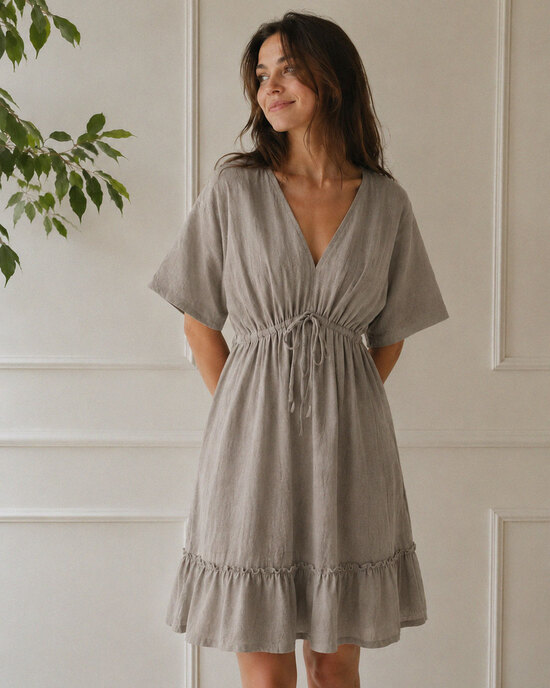 Linen Dress in taupe
