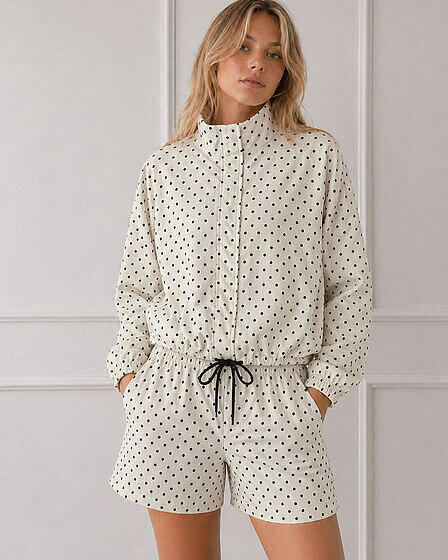 Polka Dot Set – Jacke & Shorts Weiß/Schwarz