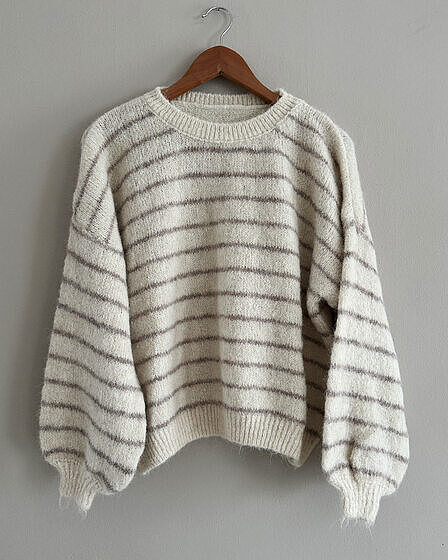 Gestreifter Strickpullover ecru hellgrau Damen