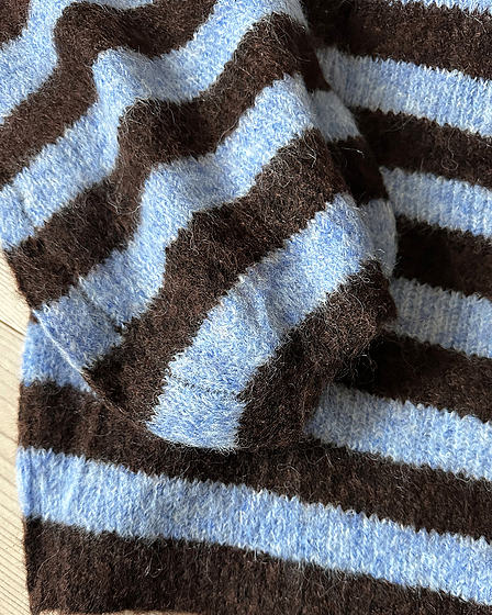 Strickjacke gestreift in Blau-Braun